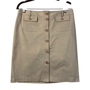 J. MCLAUGHLIN Skirt 6 High Rise A-Line Mini Button Closure Front Pockets Stretch